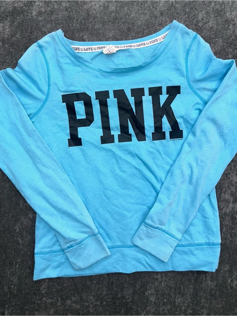 PINK Victoria's Secret Bright Blue Long-Sleeve Logo Tee & leggings (SET)